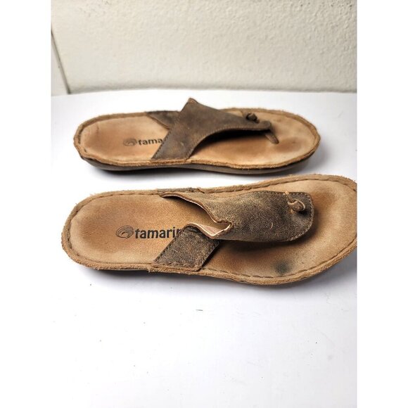 Tamarindo Beachcomber Women's Leather Slide Sandals Size 7 Brown Casual Comfort - Picture 2 of 11
